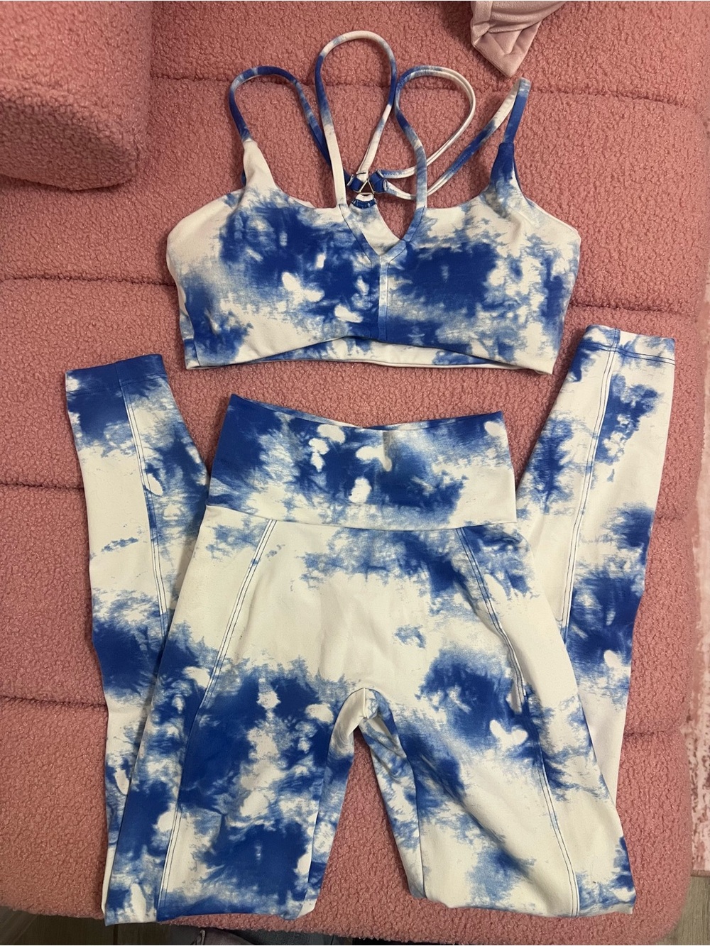 Bombshell Sportswear Blue & White Tie-Dye Set top is S bottom size Xs